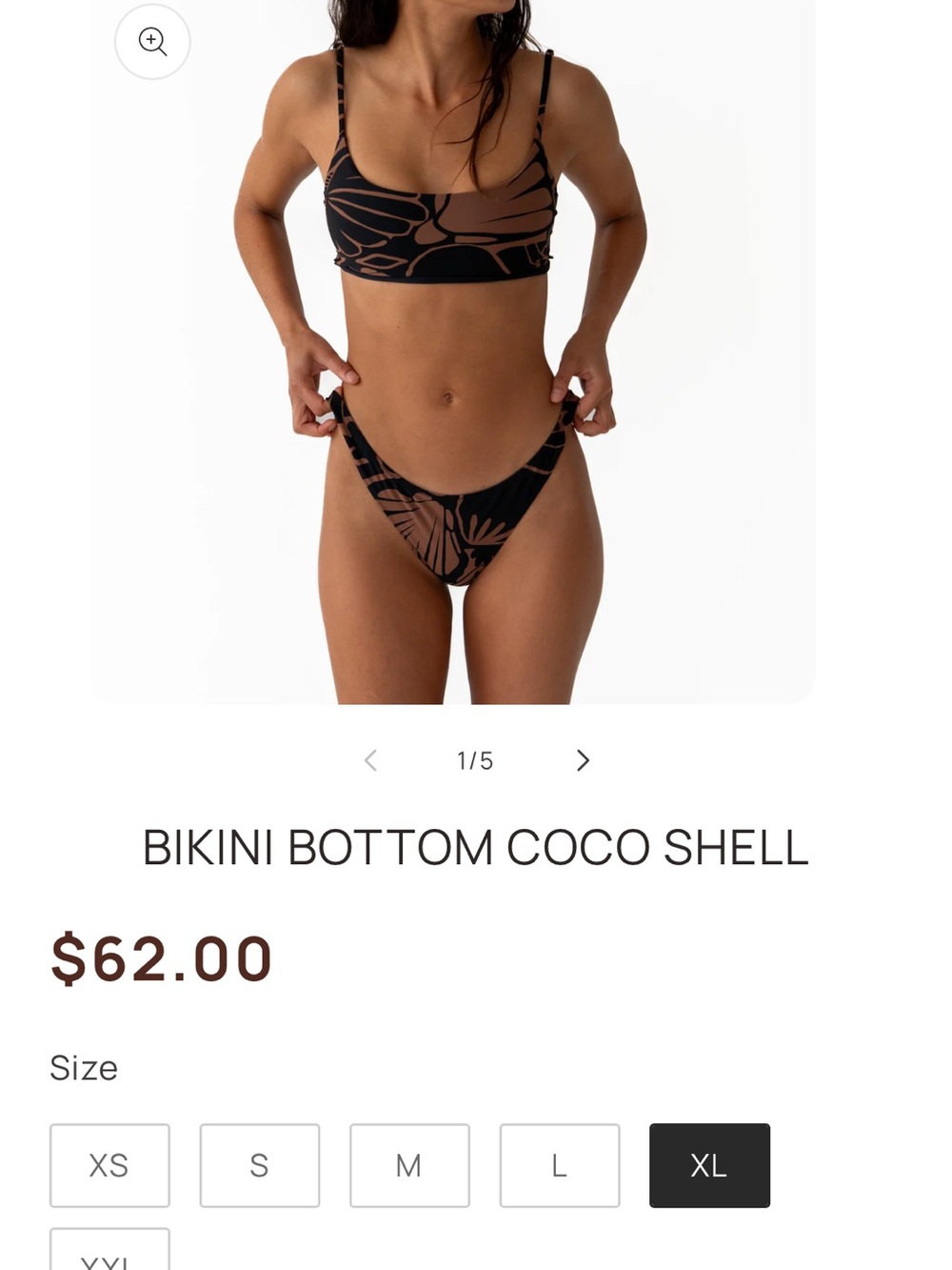 Coco Shell Bikini Bottom - Black and Brown Shell Print
